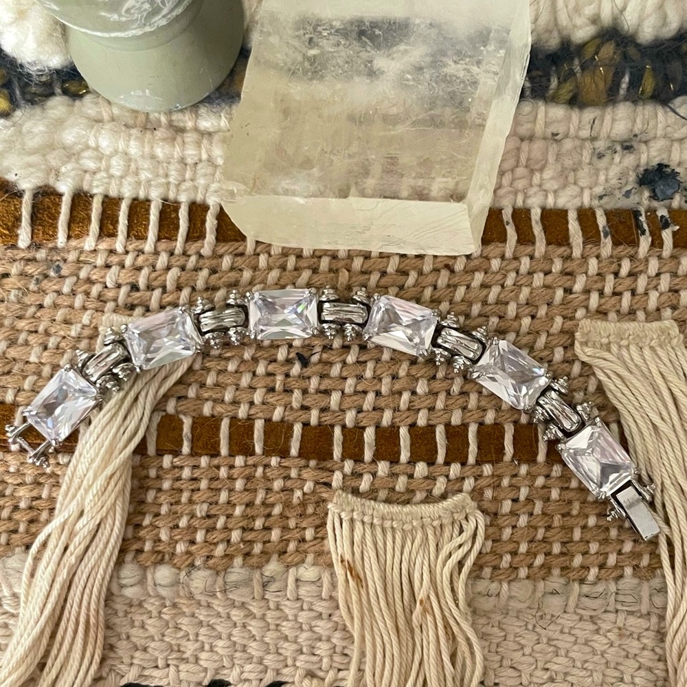 Large Emerald Cut Quartz Tennis Bracelet